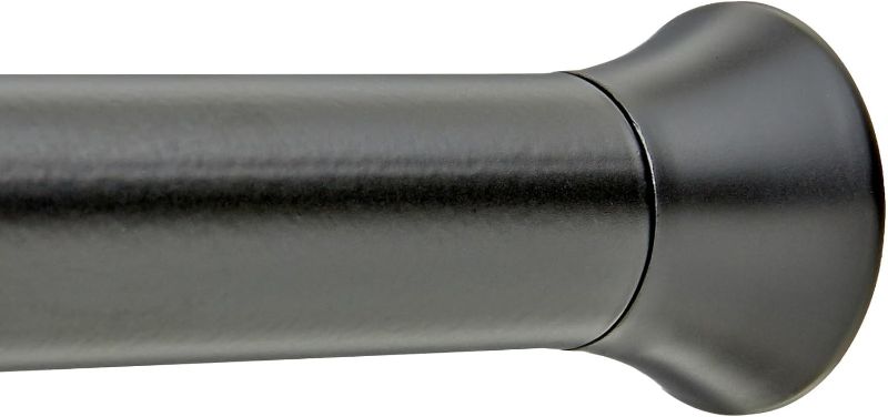 Photo 1 of Amazon Basics Tension Curtain Rod, Adjustable 24-36" Width - Black, Classic Finial Black 24-36" Classic