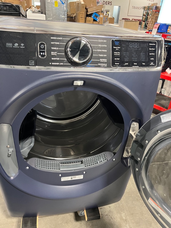 Photo 8 of GE 7.8-cu ft Stackable Steam Cycle Smart Electric Dryer (Sapphire Blue)
