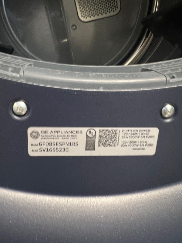 Photo 3 of GE 7.8-cu ft Stackable Steam Cycle Smart Electric Dryer (Sapphire Blue)
