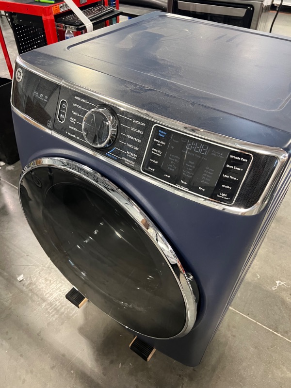 Photo 2 of GE 7.8-cu ft Stackable Steam Cycle Smart Electric Dryer (Sapphire Blue)
