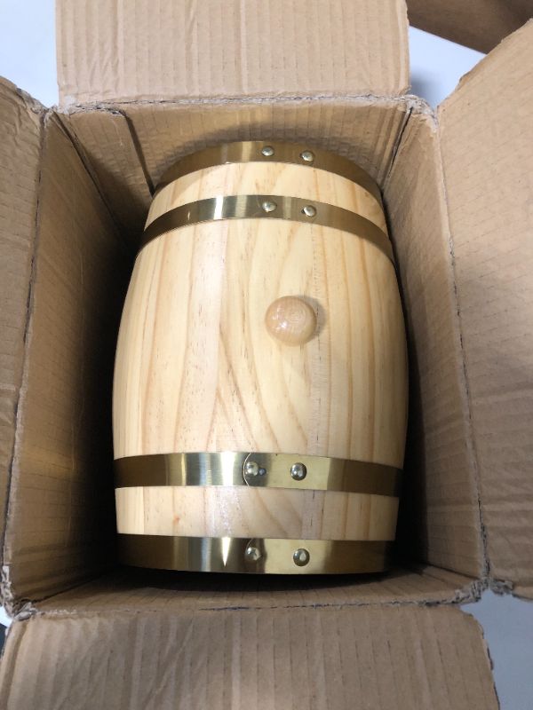 Photo 3 of 5L Whiskey Barrel Dispenser Oak Aging Barrels Home Whiskey Barrel Decanter for Wine, Spirits, Beer, and Liquor(White)