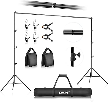 Photo 1 of Emart Backdrop Stand - 8.5x10Ft (WXH) Photo Backdrop Stand for Paties with Carry Bag, Photography Back Drop Adjustable Stand