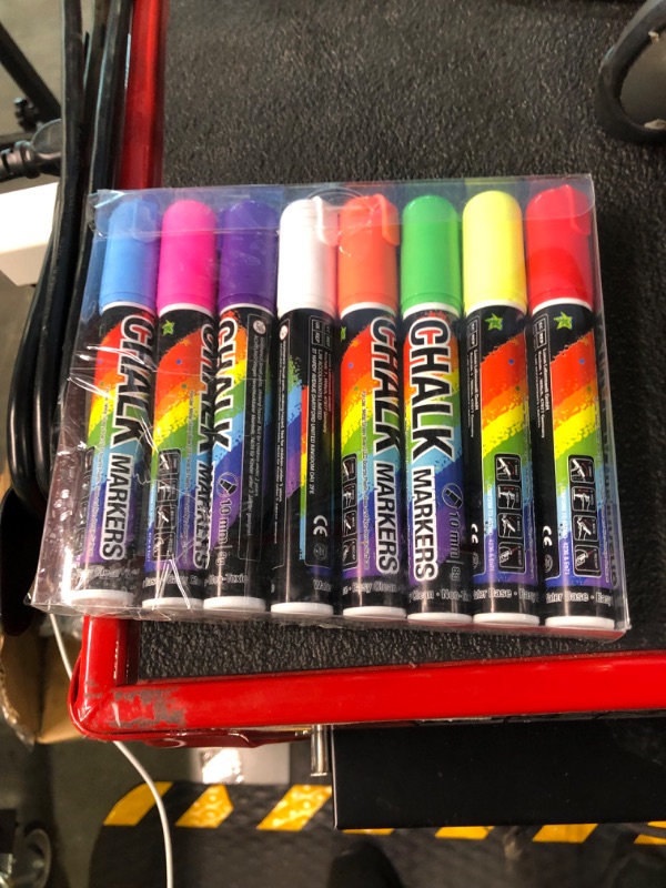 Photo 2 of Window Chalk Markers for Cars Washable: 8 Colors Jumbo Liquid Chalk Marker with 10mm Thick Tips, Big Chalkboard Markers, Car Window Paint Markers Pen for Glass, Auto, Bistro, Mirror, Poster, Business 1 Count (Pack of 8)