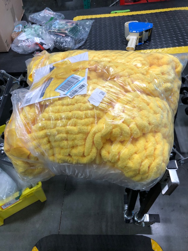 Photo 2 of Adyrescia Chunky Knit Blanket Throw | 100% Hand Knit with Jumbo Chenille Yarn (50"x60", Harvest Yellow) 50"x60" Harvest Yellow