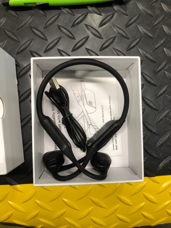 Photo 2 of Qaekie Bone Conduction Headphones - Bluetooth 5.3 Open Ear Headphones with HD Mic,12hrs Playtime Deep Bass Sport Wireless Headphones,Sweatproof Bone Headphones for Running,Cycling,Hiking,Driving Black