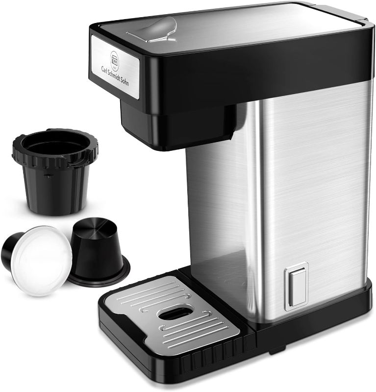 Photo 1 of 1829 CARL SCHMIDT SOHN CSS Single Serve Coffee Maker, K-Cup Coffee Pod Brewer, 10 oz Brew Size, Mini Coffee Maker for Coffee Capsule, One-Button Operation and Auto Off, Stainless Steel
