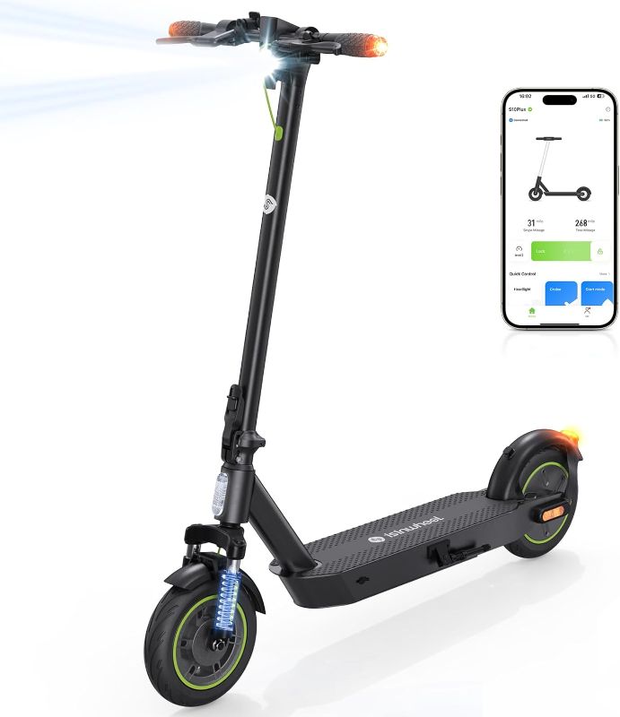 Photo 1 of isinwheel S10Plus Electric Scooter, 10" Pneumatic Tubeless Tires, 31 Miles Range & 21 MPH Powered by 750W Motor, Folding E-Scooter for Adults with Dual Braking System and App Control
