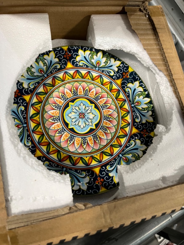 Photo 2 of vancasso Salad Plates Set of 6-8.5 Inch Ceramic Dessert Plate, Small Dinner Plate Set, Microwave, Oven and Dishwasher Safe, Colorful Bohemian Style Dishes for Kitchen 8.5 inch Bohemian Style