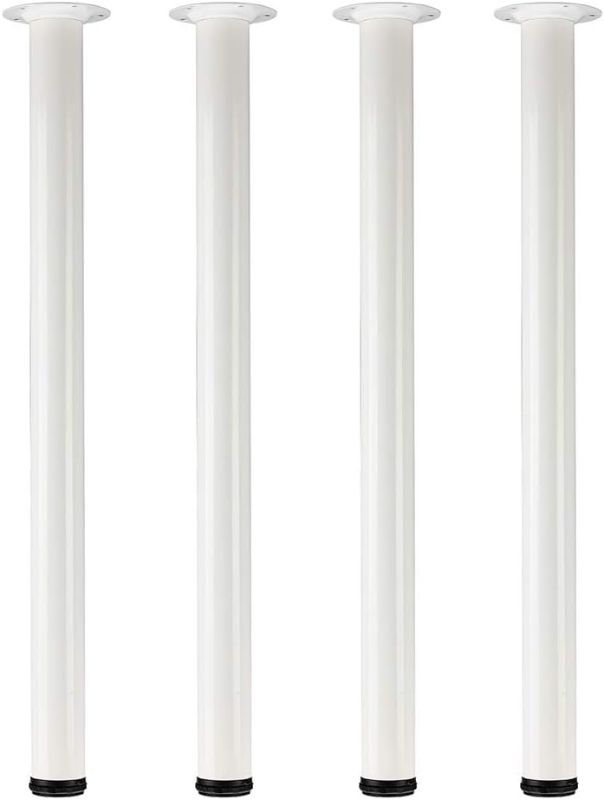 Photo 1 of QLLY 30 inch Adjustable Tall Metal Desk Legs, Office Table Furniture Leg Set, Set of 4 (30 inch, White)