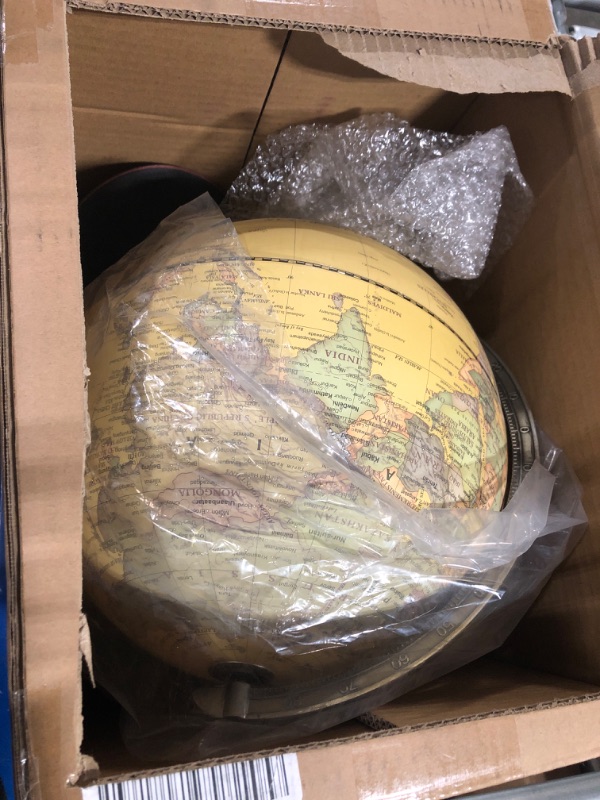 Photo 2 of ??" ????? ??????????? ????? ????? with Wooden Stand, 2-1 Educ & Décor Antique Globe Built in LED Night Light with HD Printed Map, Antique Desktop Globe for Students, Teachers, Office, Bedroom, Studio