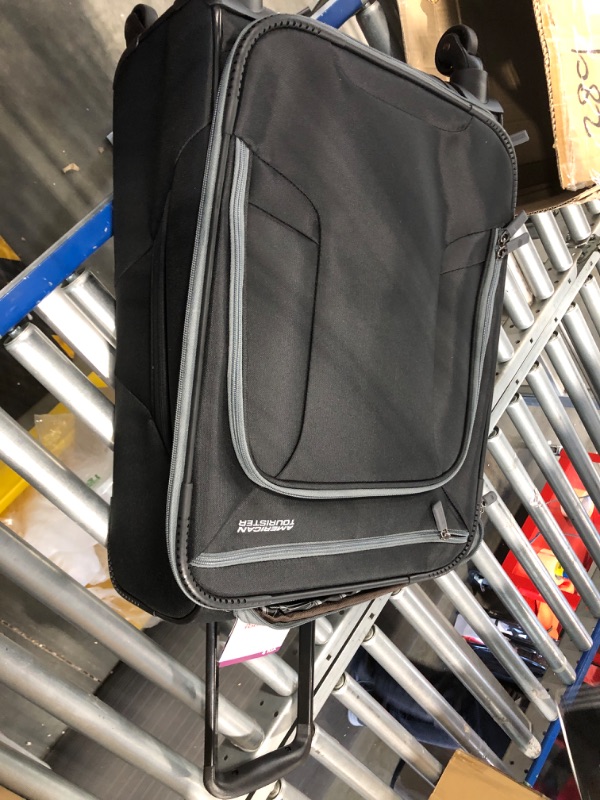 Photo 1 of American Tourister 4 Kix Expandable Softside Luggage with Spinner Wheels, Black/Grey, Carry-On 21-Inch Carry-On 21-Inch Black/Grey