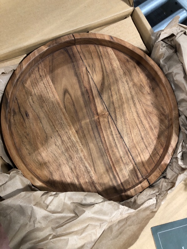 Photo 4 of 14" Acacia Wood Lazy Susan Organizer Kitchen Turntable for Cabinet Pantry Table Organization Acacia One Pack 14"