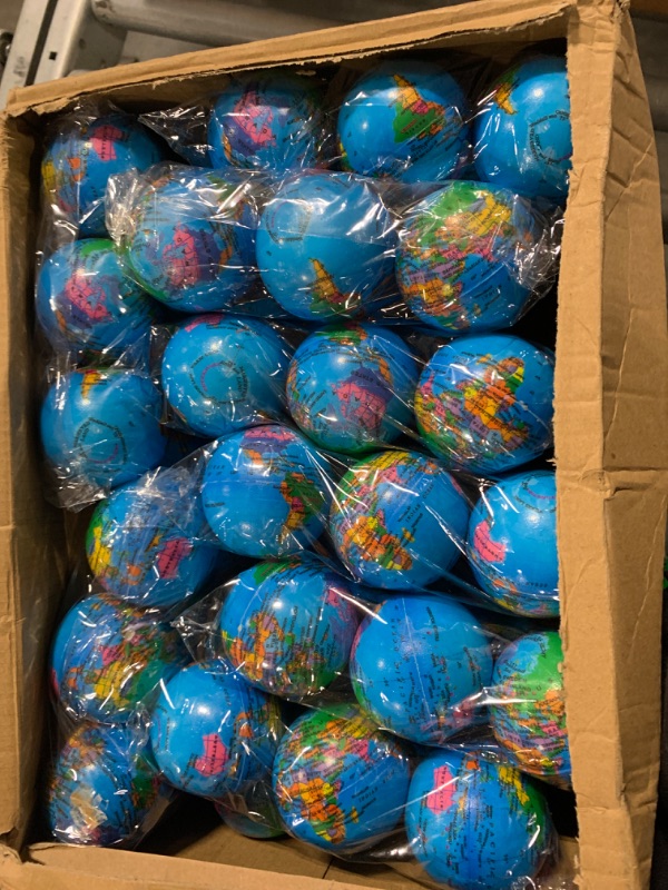 Photo 3 of 100 Pcs Mini Globe Stress Balls 2 Inch World Earth Relief Stress Balls Mini Foam Ball Bulk for Finger Exercise School Carnival Reward Party Gift Bag Stress Relief Toys