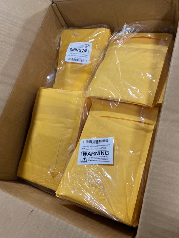 Photo 2 of UCGOU Bubble Mailers 4x8 Inch Yellow 200 Pack Kraft Padded Envelopes Small Business Mailing Packages Opaque Self Seal Boutique Shipping Bags Mailer