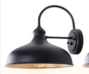 Photo 1 of ***ONE LIGHT***  GOALPLUS Gooseneck Light 12" Dome with Dusk to Dawn Sensor Outdoor Wall Light for Porch, Anti-Rust Matte Black Finish Farmhouse Barn Light with Brass Interior, 4 Pack, LMMS2209-4P Dusk to Dawn * 4
