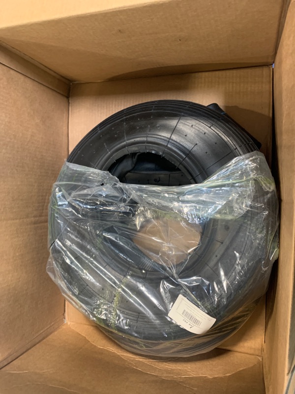 Photo 3 of (2-Set) AR-PRO 4.80/4.00-8" Tire and Inner Tube Set - Universal Replacement Tires and Inner Tubes with 15.5" Outer Tire Diameter and 4.80" Tire Width - Fits on Dollies, Trolleys, Wagons, and More