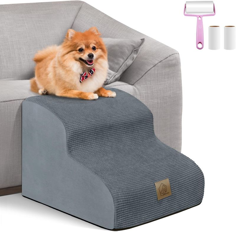 Photo 1 of 2-Tiers Foam Dog Stairs,High Density Foam Ramp Steps Stairs for Indoor, Soft Fabric Cover Friendly to Pets Joints, Slope Stairs with Nonslip Bottom,Machine Washable,1 pcs Lint Roller with 2 Refills
***Stock photo shows a similar item, not exact***
