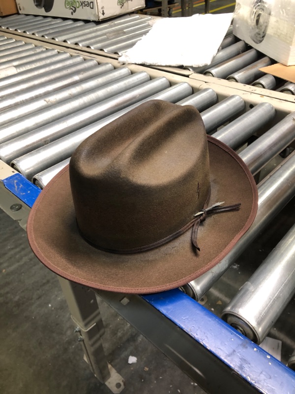 Photo 3 of RUEDIGER Wide Brim Fedora Hats for Men Women 100% Wool Felt Panama Rancher Hat with Lightning Logo Distressed/Burned Handmade
