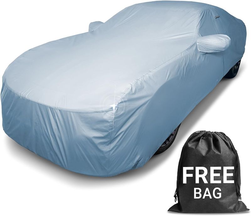 Photo 1 of iCarCover 30-Layer Premium Car Cover Waterproof All-Weather Rain Snow UV Sun Hail Protector for Automobiles, Automotive Accessories Full Exterior Indoor Outdoor Cover, Fit for Sedan (182-191 inch) C5. Medium Size Cars Length 182" - 191" Cars, grey color