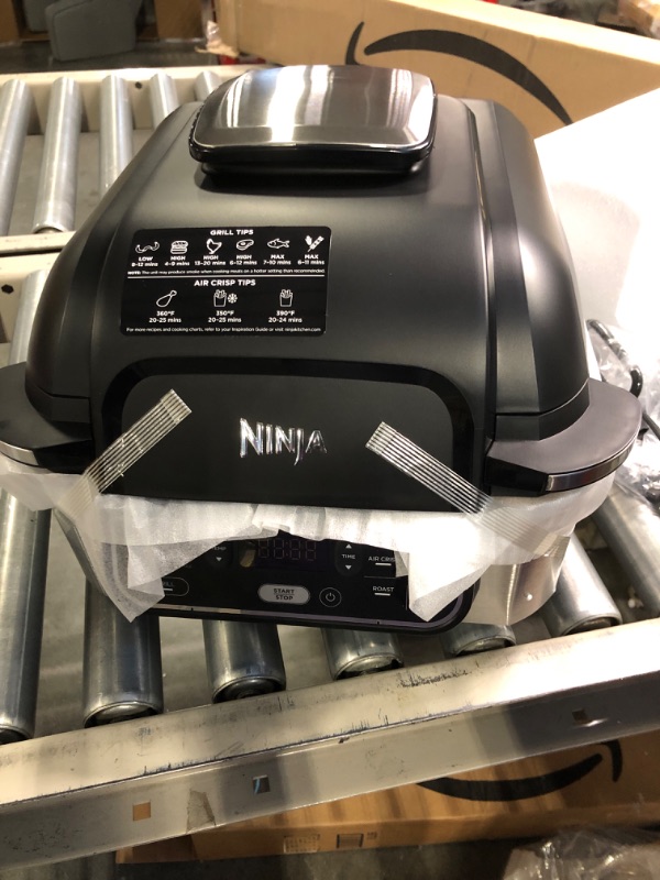 Photo 3 of Ninja AG301 Foodi 5-in-1 Indoor Grill with Air Fry, Roast, Bake & Dehydrate, Black/Silver Black/Silver 4-Quart Indoor Grill