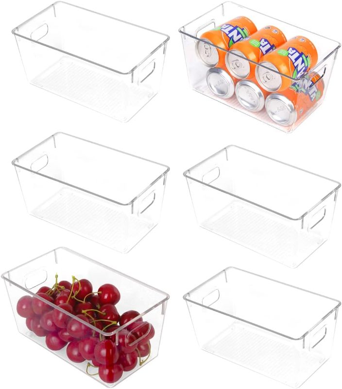 Photo 1 of  
YH-MONICAQUE | Clear Plastic Organizer Bins ?6-Pack?– Shelf Storage Bins or Kitchen Organizing – Fridge Organizer, Pantry Organization and Food Storage Bins...