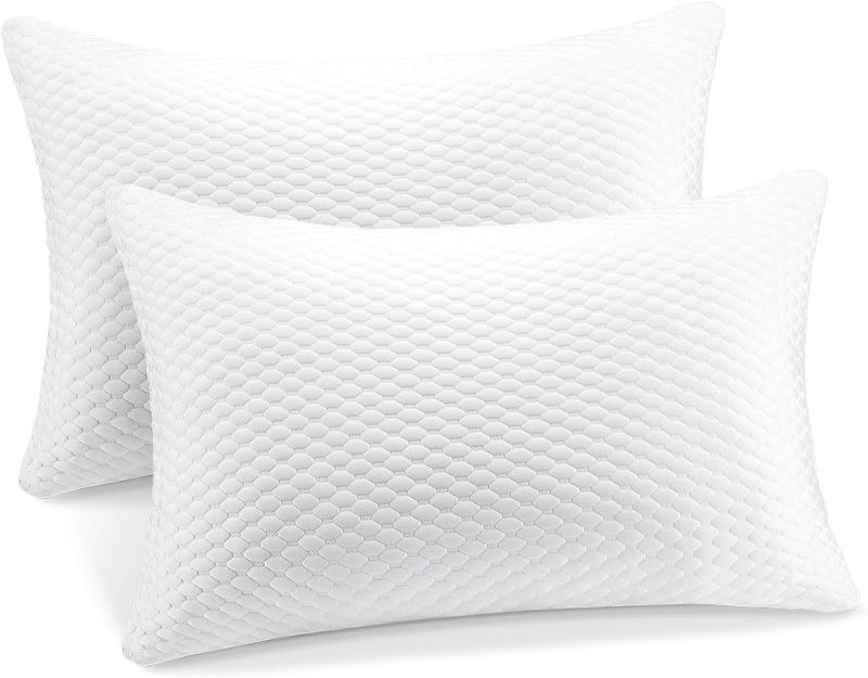 Photo 1 of  2 Pack Shredded Memory Foam Pillows for Sleeping Queen Size, Adjustable Pillow with Washable Bamboo & Cooling Pillow Cover Cooling & Ventilated Bed Pillows for Side Back Stomach Sleepers