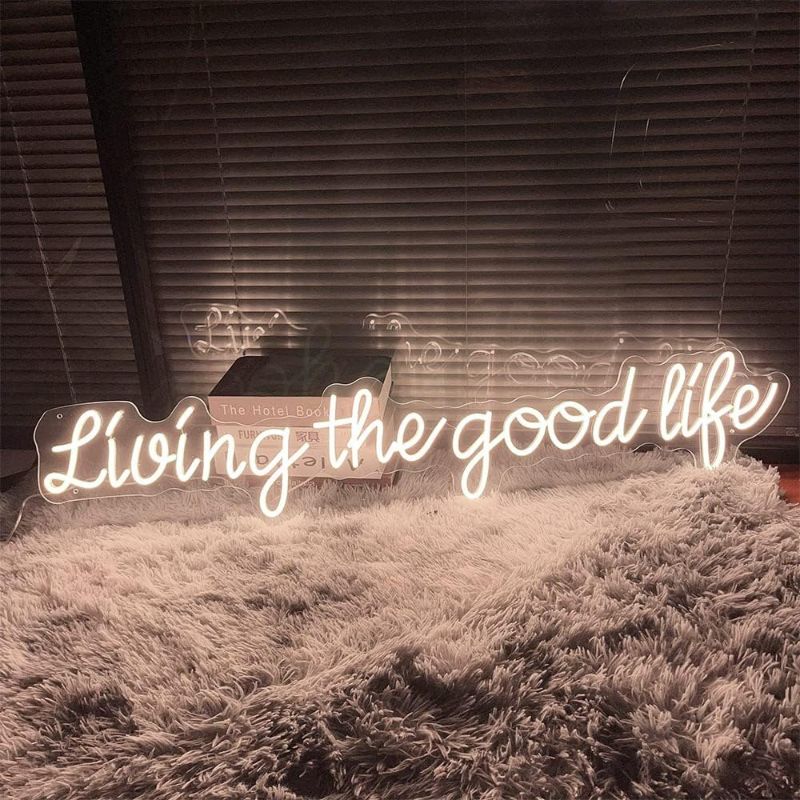 Photo 1 of Neon Sign Living The Good Life-Custom Personalized Home Wall Decor LED Neon Light Signs Large Indoor Happy Birthday Wedding Christmas Living Room Business Gift Adult Girl Boy Women-Warm White,30 IN
