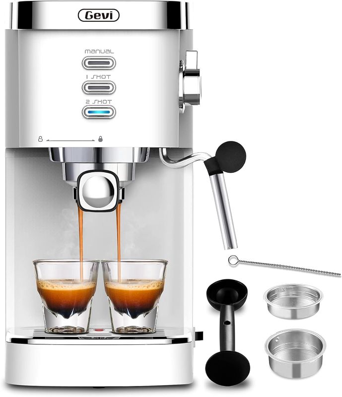 Photo 1 of Gevi 20 Bar High Pressure Commercial Espresso Machines, Expresso Coffee Machine with Milk Frother for Espresso, Latte Macchiato, Cuppuccino,1.2L Water Tank, 1350W
