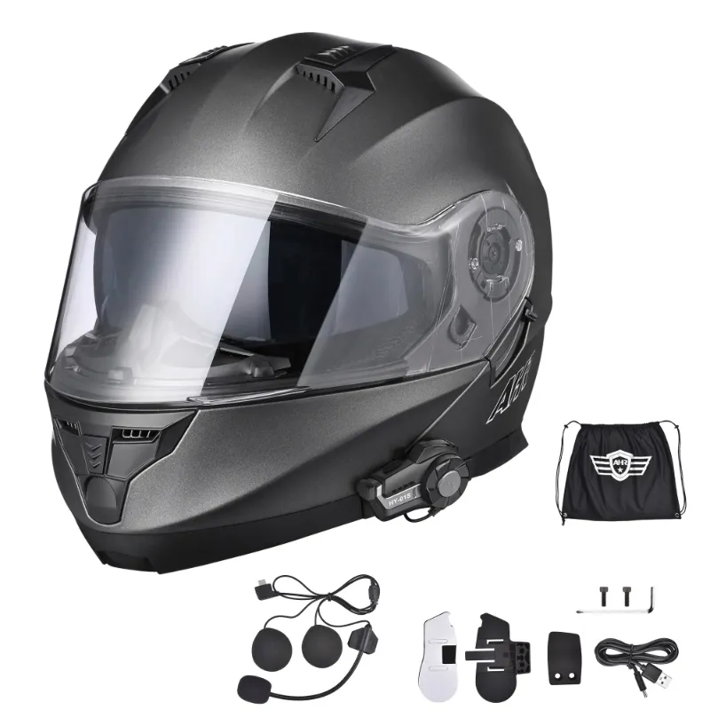 Photo 1 of AHR Motorcycle Flip up Full Face Helmet 
***Stock photo shows a similar product, actual product does not have accessories/ Bluetooth**** 