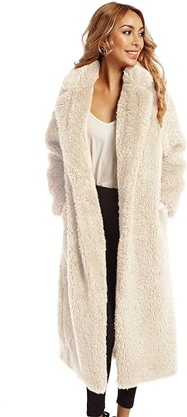 Photo 1 of Women Faux Fur Winter Coats Comfort Warm Outerwear Open Front Long Cardigan Overcoat Jacket

