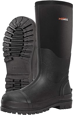 Photo 1 of HISEA Men's Rubber Rain Boots Waterproof Neoprene Work Boot for Mud Outdoor Size 10
