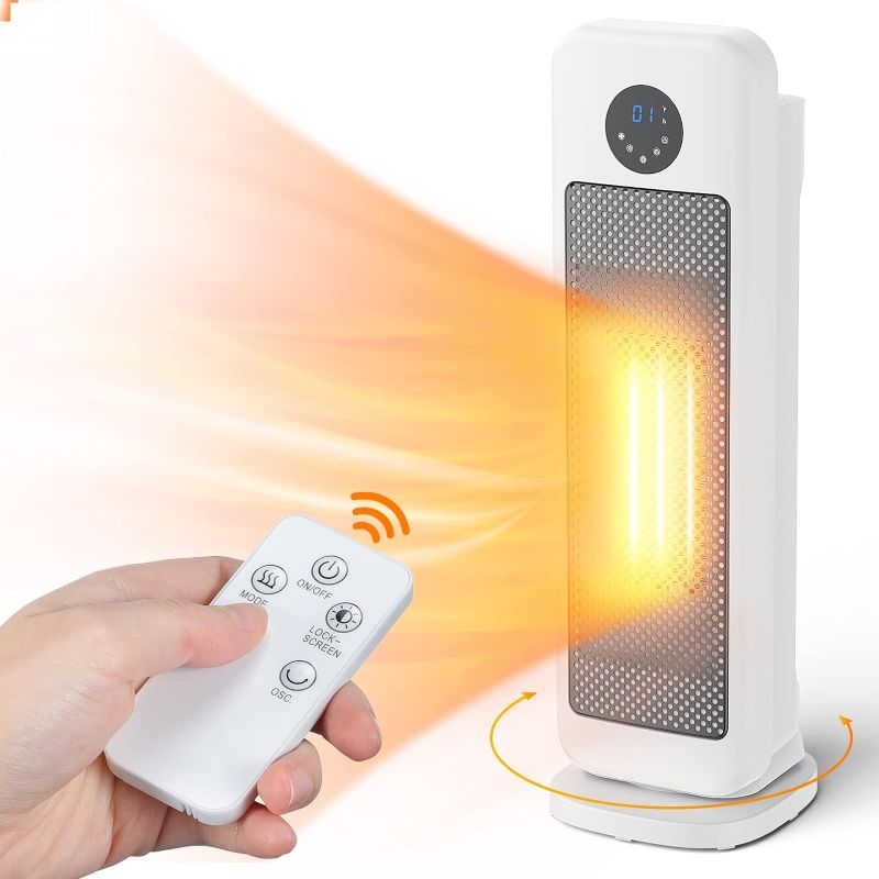 Photo 1 of Electric Heater for Indoor Use, 1500W Space Heater , 3s Fast Heating, Fan/Low/High 3 Modes, Quiet 12H Timer, 60° Oscillating Portable Room Heater with LCD Display, Anti Overheat & Tip-over
***Stock photo is a similar item, not exact***