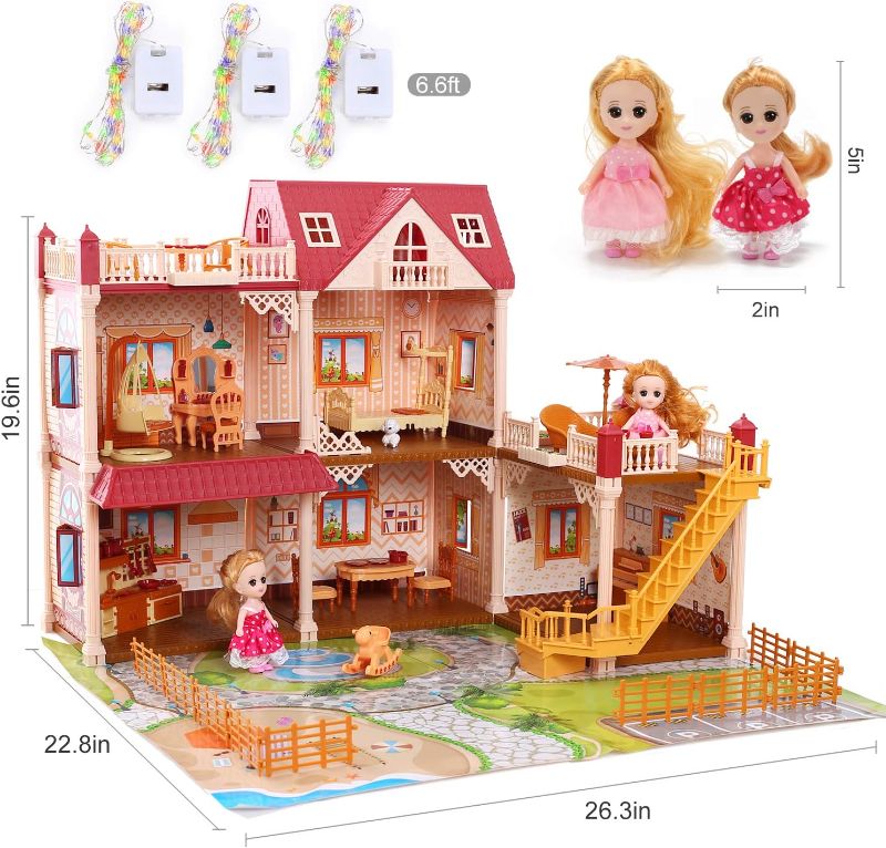 Photo 1 of CUTE STONE Doll House Dollhouse with Light, Dream Gift for Girls
