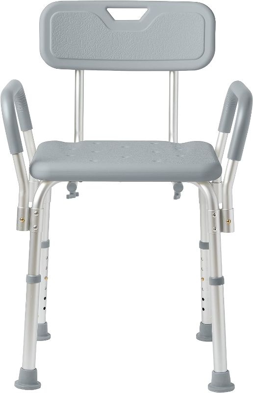 Photo 1 of 
Medline Shower Chair with Back and Padded Arms, Bath Seat with Removable Back, Supports up to 350 lbs, off white