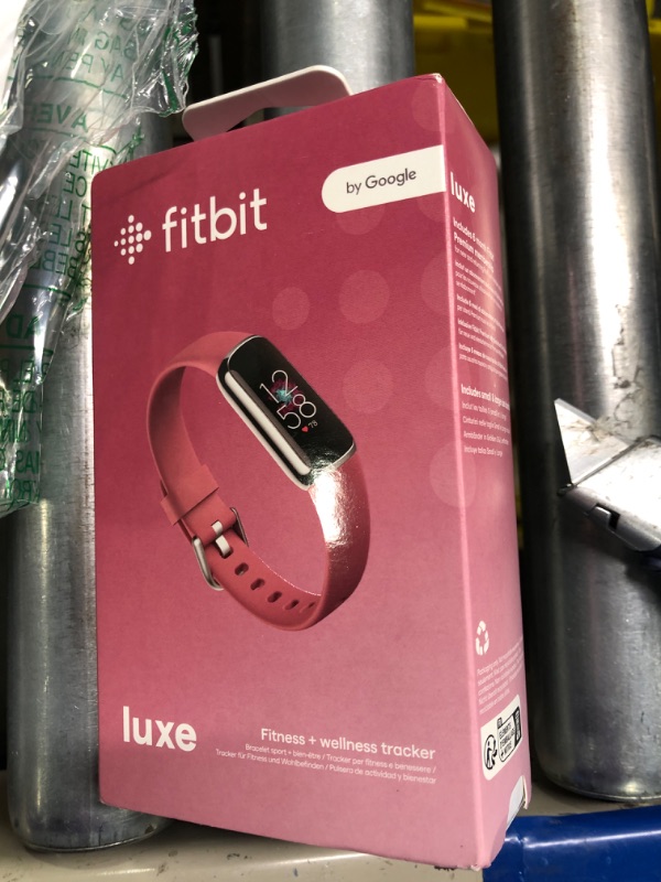 Photo 3 of Fitbit Luxe Fitness and Wellness Tracker with Stress Management, Sleep Tracking and 24/7 Heart Rate, Orchid/Platinum Stainless Steel, One Size, S & L Bands Included