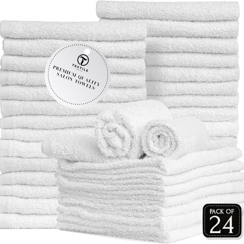 Photo 1 of 24 Pack White Spa Towels for Facials - 12x24" Hair Salon Towels Hand Towels Salon Facial Towels for Estheticians Soft Toallas para Salon De Belleza Barber Towels Shaving Towels