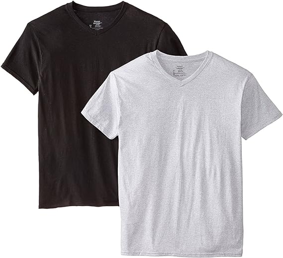 Photo 1 of   Men's   v--neck  T-Shirt Classic Fit 3X-Large 6 Pack -  black and dark grey