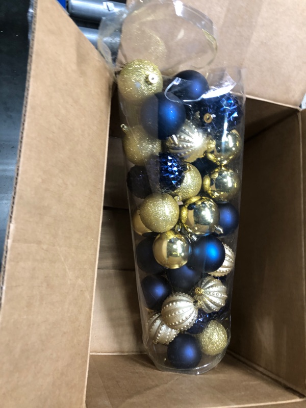 Photo 1 of 45PCS 2.36"(60mm) Christmas Ball Ornaments, Shatterproof Plastic Ball Present for Xmas Trees,Festival, Home Party and Wedding Party,Small Size Christmas Tree Ornaments(Navy/Gold