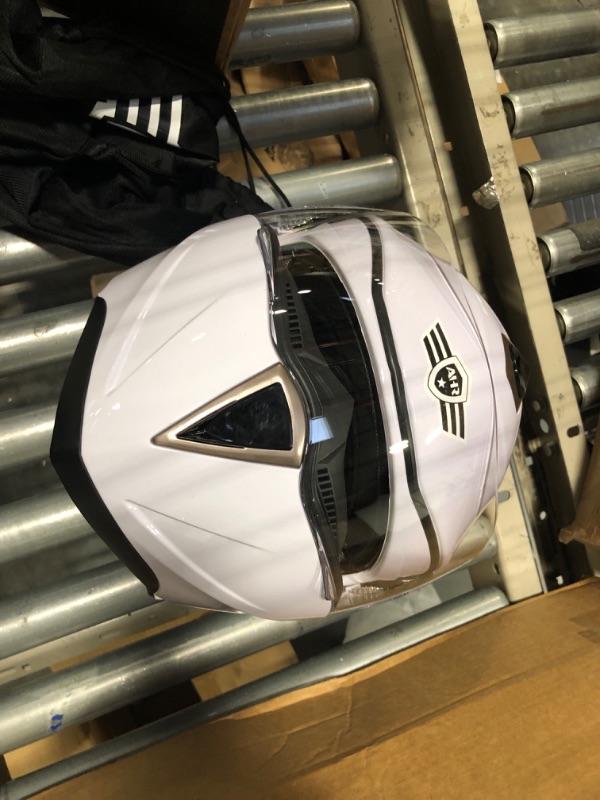 Photo 1 of AHR Run-M Full Face Bluetooth Motorcycle Helmet Flip Up Modular Helmet Dual Visors DOT Approved, M-XL Blue Large
