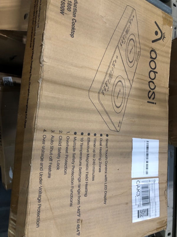 Photo 1 of Aobosi Double Induction Cooktop,Portable Induction Cooker with 2 Burner Independent Control,Ultrathin Body,10 Temperature,1800W-Multiple Power Levels,4 Hour Timer,Safety Lock 22.1x12.2x2.5 inches