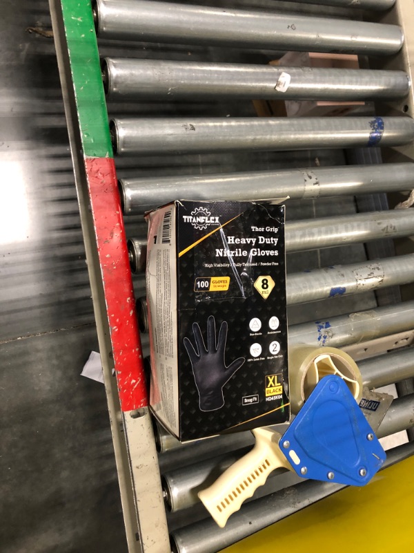 Photo 1 of TitanFlex Thor Grip Heavy Duty Black Industrial Nitrile Gloves with Raised Diamond Texture, 8-mil, Latex Free, 100-ct Box