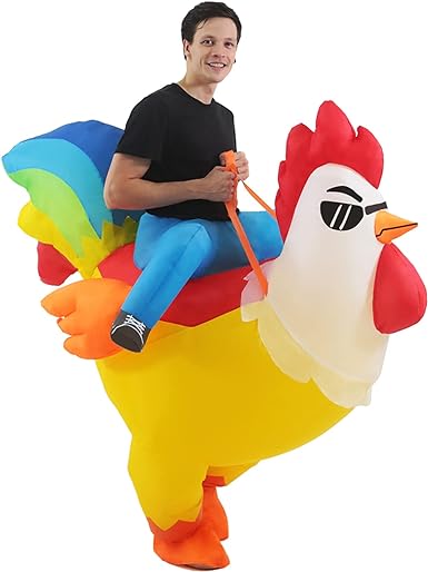 Photo 1 of KOOY Inflatable Costume Adult,Halloween Costumes Women Men Rooster Ride On Chicken Costume,Halloween Costumes Blow up Costumes