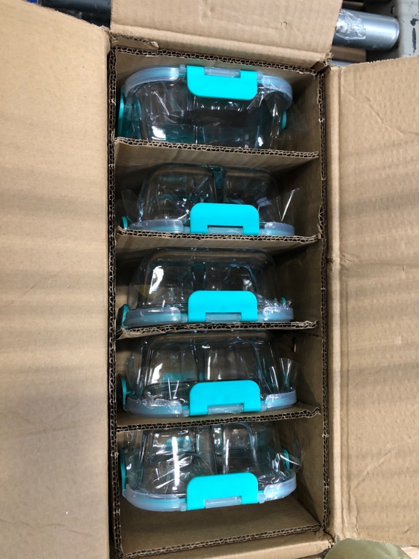 Photo 3 of [5-Pack, 36 oz]Glass Meal Prep Containers 3 Compartment with Lids, Glass Lunch Containers,Food Prep Lunch Box,Bento Box,BPA-Free, Microwave, Oven, Freezer, Dishwasher (4.5 Cups, Green)