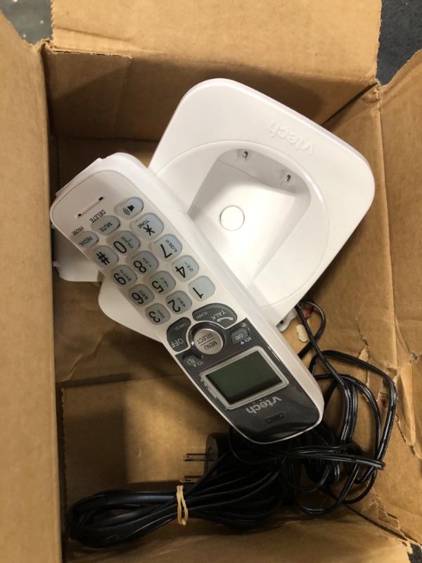 Photo 4 of VTech VG101 DECT 6.0 Cordless Phone for Home, Blue-White Backlit Display, Backlit Big Buttons, Full Duplex Speakerphone, Caller ID/Call Waiting, Easy Wall Mount, Reliable 1000 ft Range (White/Grey) Caller ID White