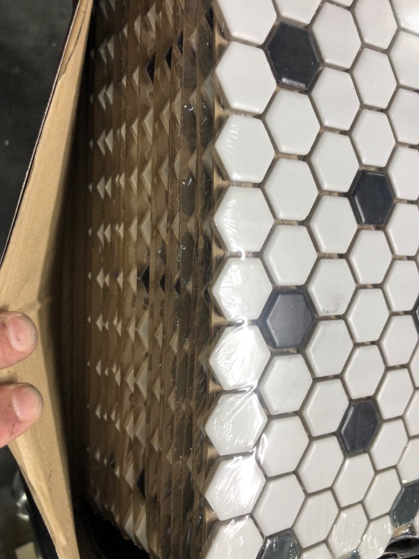Photo 1 of Adelaide Hexagon Black and White Dot 10.16 in. x 11.71 in. Matte Porcelain Floor and Wall Tile (12.45 sq. ft./Case)

