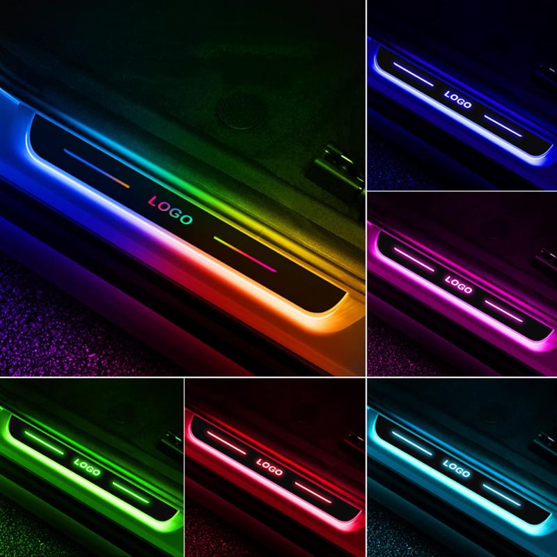 Photo 1 of 4 Pcs Custom Led Door Sill Lights,Customized Wireless Car Courtesy Welcome Lamp with Logo or Text,Wiring-Free Car Door Pedal Pathway Lights,Auto-Sensing Colorful Car Decorative Ambient Lighting Car
