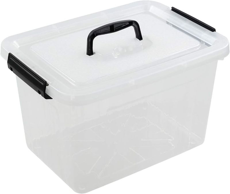 Photo 1 of Farmoon Quart Clear Storage Bin, Plastic Stackable Box/Cotainer with Lid and Black Handle 2 pack
