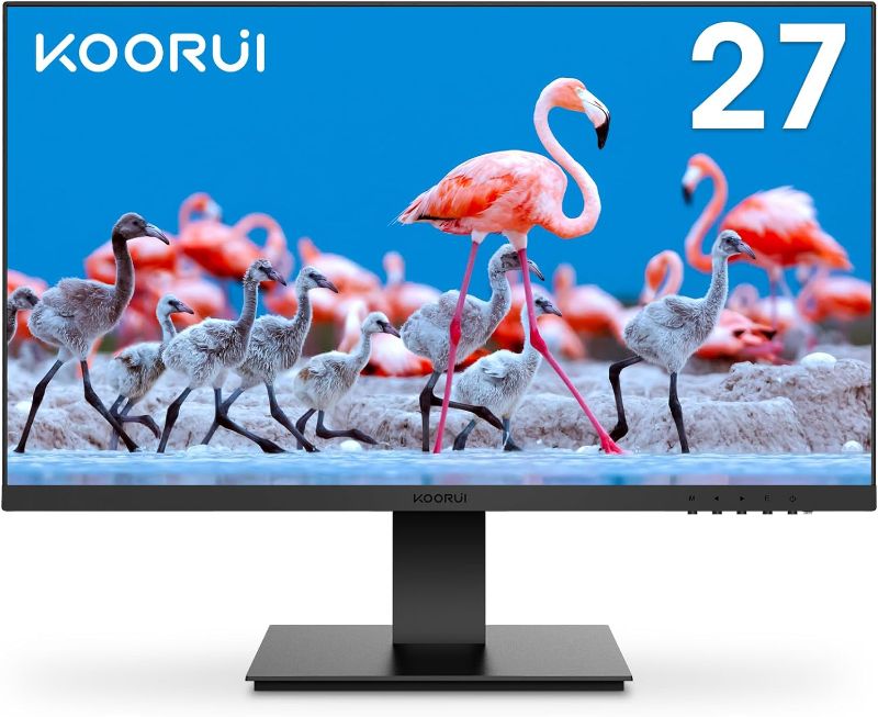 Photo 1 of KOORUI 27 Inch Computer Monitor, FHD 1920 x 1080p Office PC Monitor IPS Display 75Hz,HDMI,VGA,75 x 75 mm VESA Mountable, Frameless,Eye Protection and Ergonomic Tilt Adjustment
