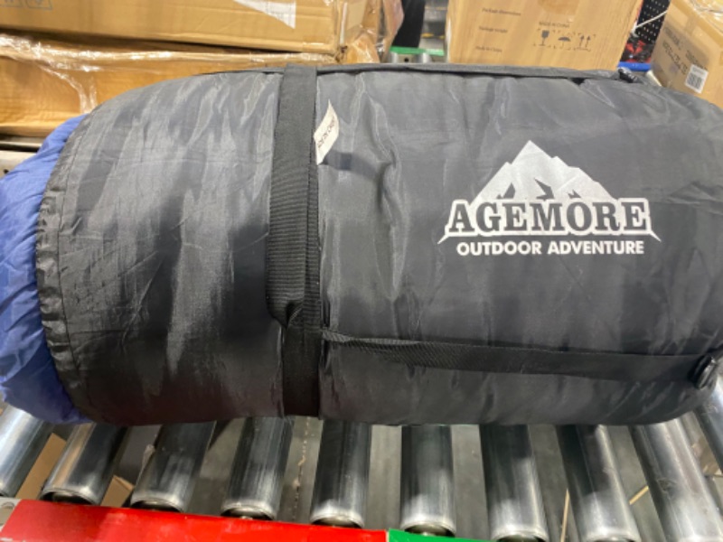 Photo 2 of AGEMORE Cotton Flannel Sleeping Bag XL for Camping, Envelope Sleeping Bags for Adults 91"X35", Great for 3-4 Season Traveling, Hiking & Outdoor Activities, Waterproof Comfort with Compression Sack
