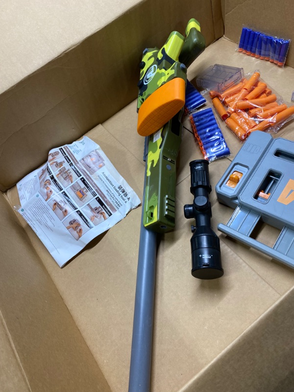 Photo 1 of AGM MASTECH AWM Soft Bullet Toy Gun, Empty Shell Ejecting Design, Enhanced Scope, Dart Loader, 40 Soft Foam Darts, 20 Shells, 2 Magazines. Blasting Toy Foam Blaster for Boys and Girls (Green)